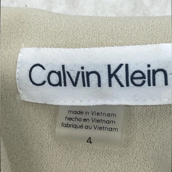 Calvin Klein Ivory Belted Sleeveless Trench Dress Minimalist Office Chic Size 4 - Picture 3 of 11